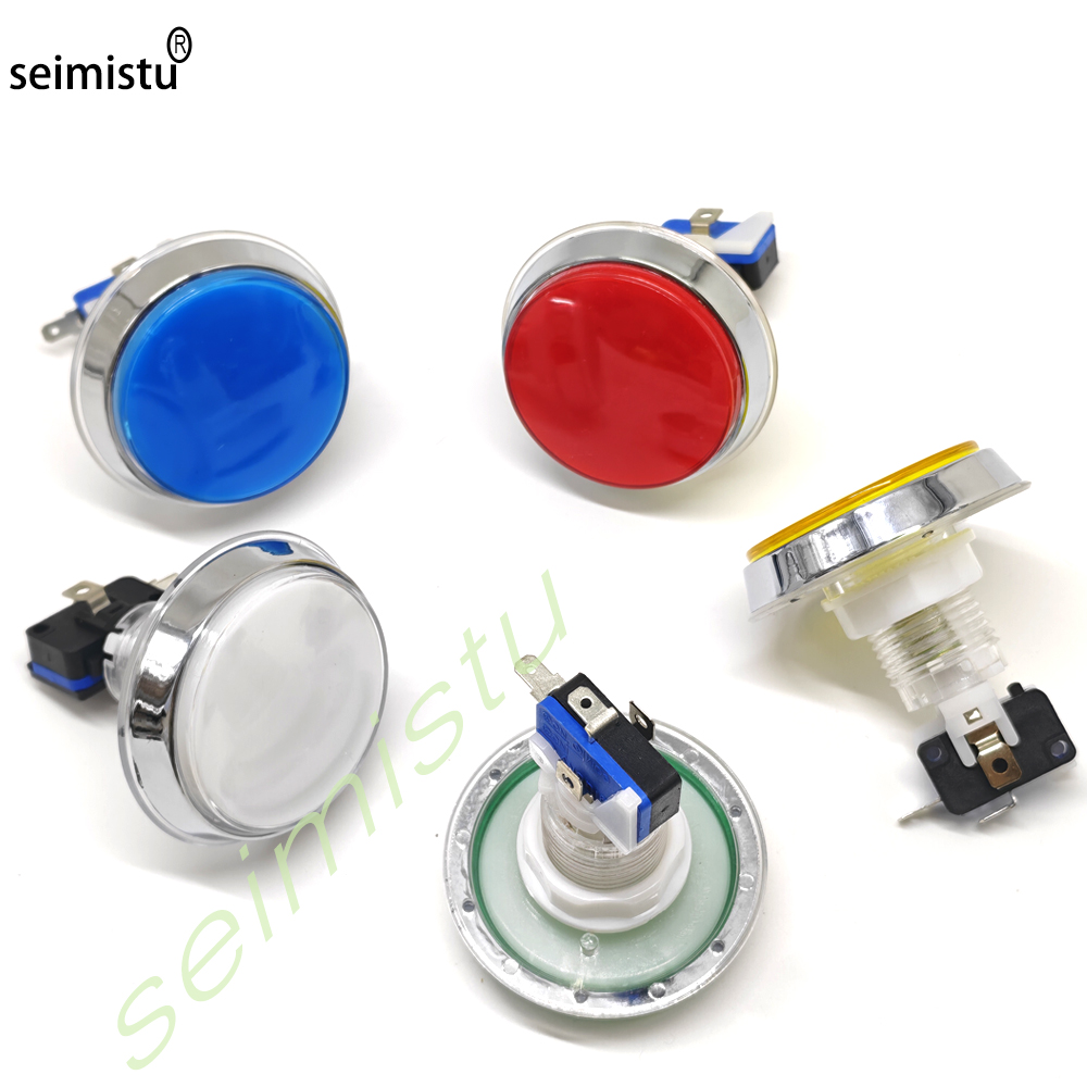 Bouton LED plat chromé 60 mm 1 - Vending Arcade Games avis et prix